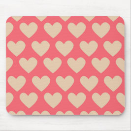 Beige Rot Niedlich Einfaches Herzmuster Mousepad