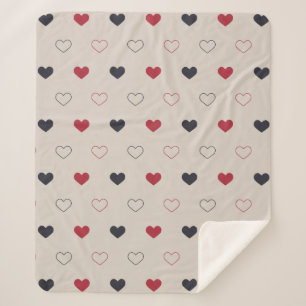 Beige & rotes Herz Nahtloses Muster Cute Minimal Sherpadecke