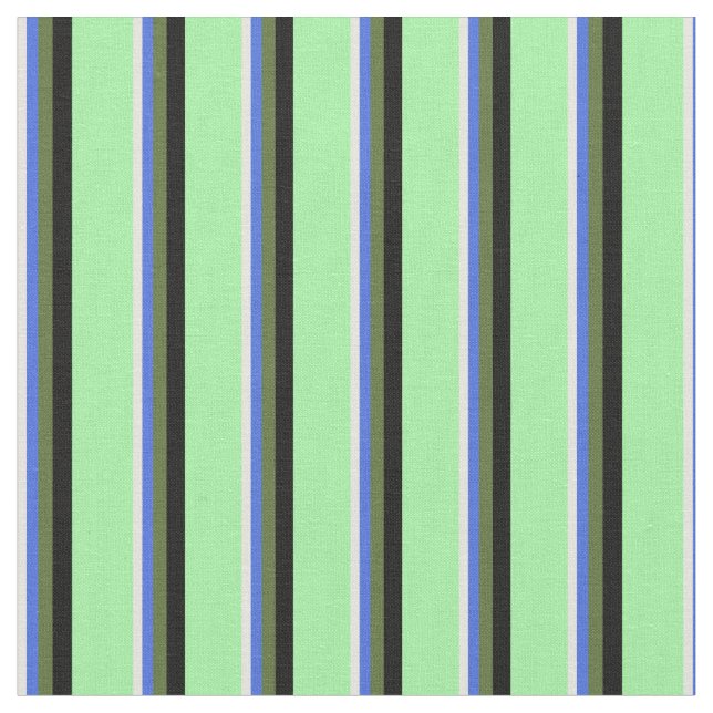 Beige, Royal Blue, Dark Olive Green, Black & Green Stoff (Nahaufnahme)