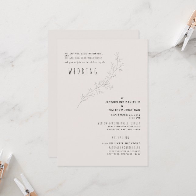 Beige Ruhe Beide Eltern 2 Ort Einladung (Vorderseite/Rückseite Beispiel)