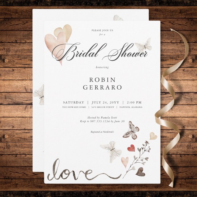 Beige Rustic Boho Liebe Brautparty Einladung (Beige Rustic Boho Love Bridal Shower Invitation)
