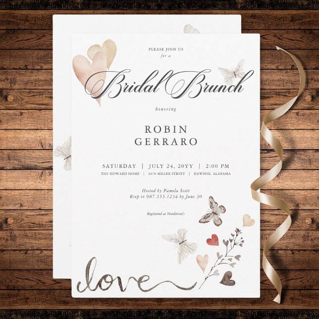 Beige Rustic Boho Liebe Bridal Brunch Einladung (Beige Rustic Boho Love Bridal Brunch Invitation)
