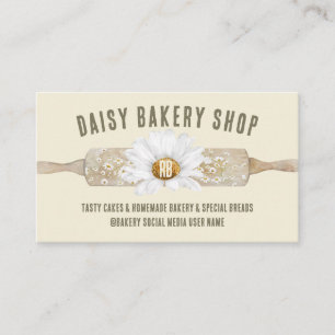 Beige Rustic Style Daisy Blume Bäckerei Visitenkarte