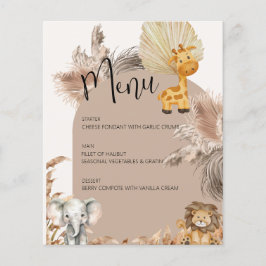 Beige Safari Thema Jungle Animals Kindermenü Party