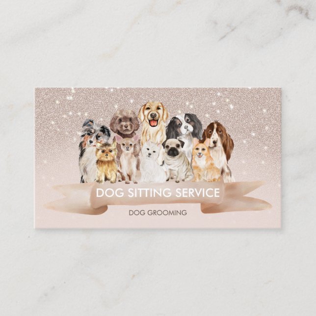 Beige Sand Petsitter Dog Groomer Visitenkarte (Vorderseite)