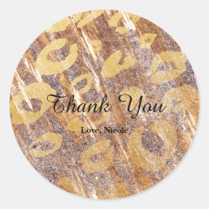 Beige Sandy Shimmer Leopard Print Glamour Gefallen Runder Aufkleber