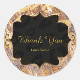 Beige Sandy Shimmer Leopard Print Glamour Gefallen Runder Aufkleber