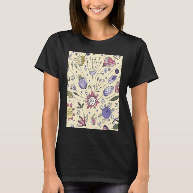 Beige Scandi Flower Ethnic Cute Autumn Fall Mix  1 T-Shirt (Vorderseite)