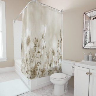 Beige Schaded Wild Blume Duschvorhang