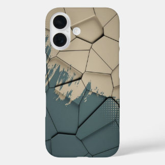 Beige & Schieferblau Abgenutzte Textur Geometrisch iPhone 16 Hülle