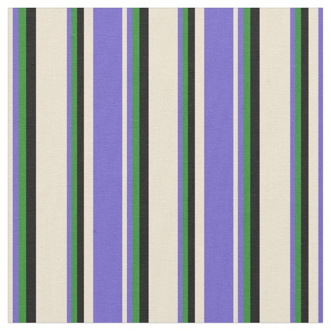 Beige, Schieferblau, grün und schwarz Stoff (Nahaufnahme)