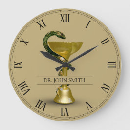 Beige Schlange Medical Bowl Hygieia Gold Name Große Wanduhr