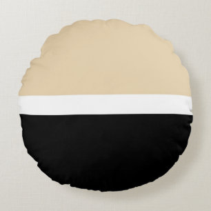Beige Schwarz Abstrakter Streifen Rundes Kissen
