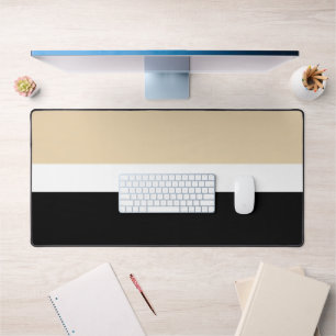 Beige Schwarz Abstrakter Streifen Schreibtischunterlage