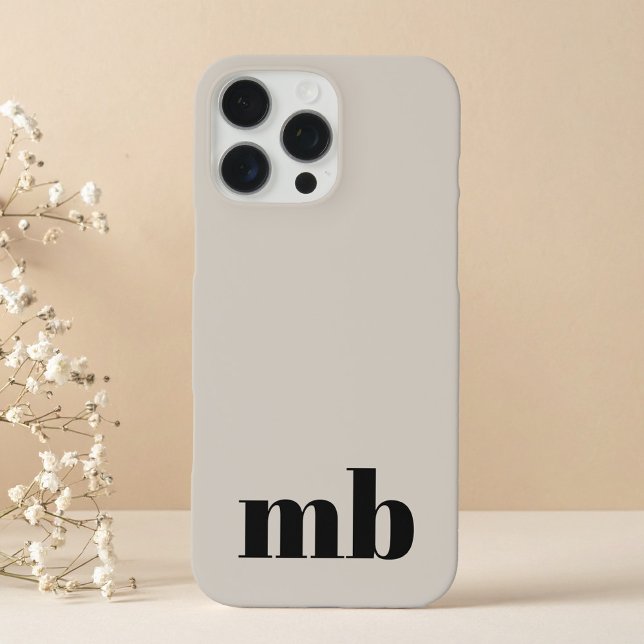 Beige Schwarz Minimalistisch Modern Initial Monogr Case-Mate iPhone Hülle (Von Creator hochgeladen)