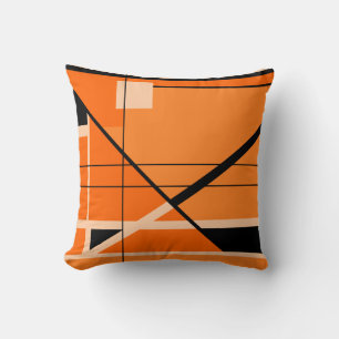 Beige, Schwarz, Orange Hintergrund geometrisch abs Kissen