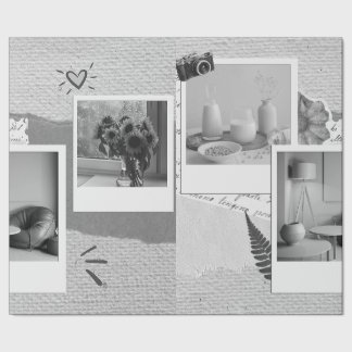Beige Schwarz und Weiß Minimalistisches Fotoalbum  Geschenkpapier