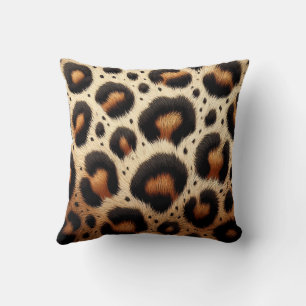 Beige & schwarzer Leopardenfell-Tierdruck Punkte  Kissen