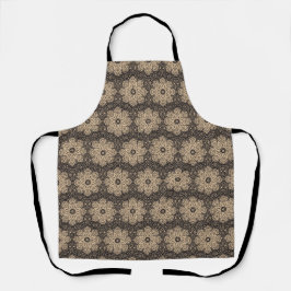 Beige-schwarzes ethnisches Mandala-Muster Schürze