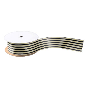 Beige, Schwarzweiss-Streifen Satinband