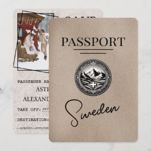 Beige Schweden Reisepass Save The Date