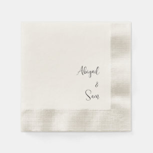 Beige Script Personalisierter Hochzeitscocktail Serviette