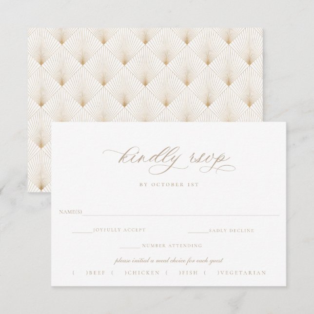 Beige Script Wedding RSVP Essenswahl Karte (Vorne/Hinten)