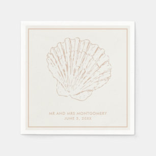 Beige Seashell Beach Wedding Napkins Serviette