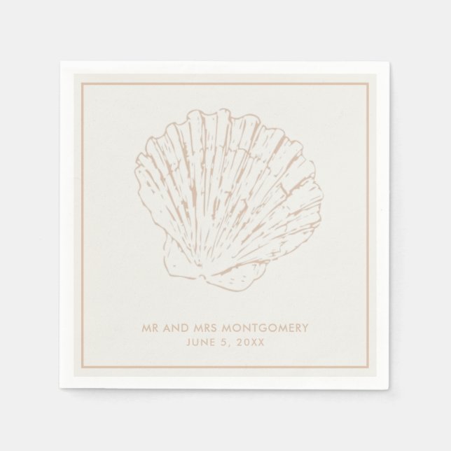 Beige Seashell Beach Wedding Napkins Serviette (Vorderseite)