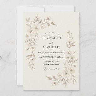 Beige Serene Botanische Hochzeit Einladung