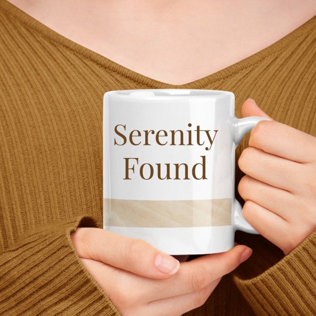 Beige Serenity Band Mug Kaffeetasse (Beige watercolor band with serene wording for slow, meaningful morning moments)