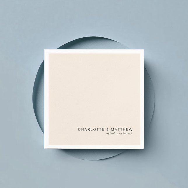 Beige Serviette (Customer specific, beautiful, modern, minimal, beige, wedding napkins.)