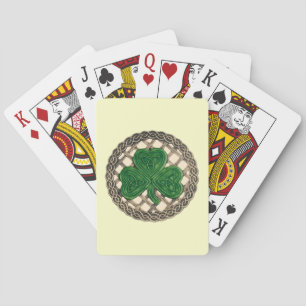 Beige Shamrock On Celtic Knots Playing Cards Spielkarten