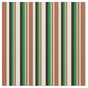 Beige, Siena, Dunkelgrau, Grün und Schwarz Stoff