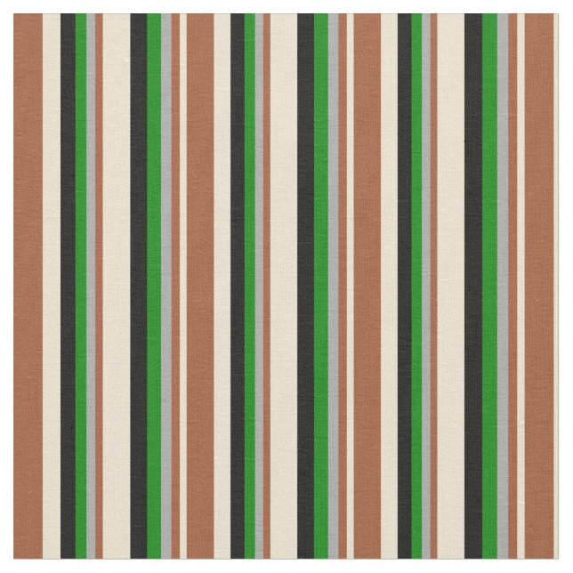 Beige, Siena, Dunkelgrau, Grün und Schwarz Stoff (Nahaufnahme)