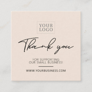 Beige Simple Business Thank you Insert Card Quadratische Visitenkarte