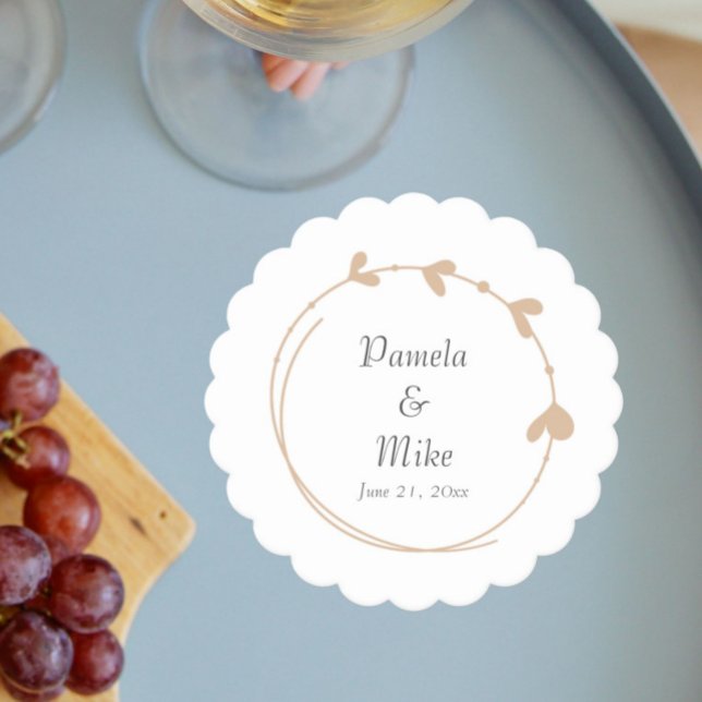 Beige Simple Heart Wreath Wedding Untersetzer (In Situ Wedding)