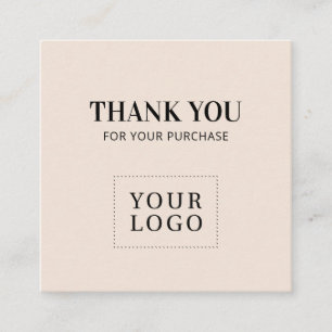 Beige Simple Modern Thank you Business Cards Quadratische Visitenkarte