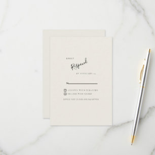 Beige Simple Modern Wedding RSVP Karte