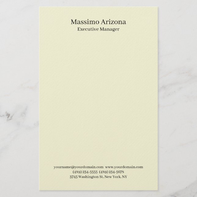 Beige Simple Plain Professional Modern Minimailst Briefpapier (Vorderseite)