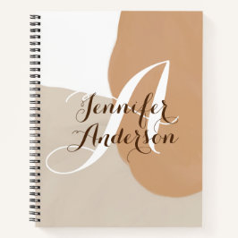Beige Sketchbook minimalistischer Monogramm-Name Notizbuch