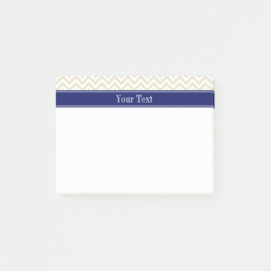 Beige SLg Chevron Navy Name Monogramm Post-it Klebezettel