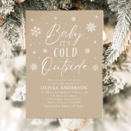 Beige Snowflake Baby Es ist kalt draußen Babydusch Einladung