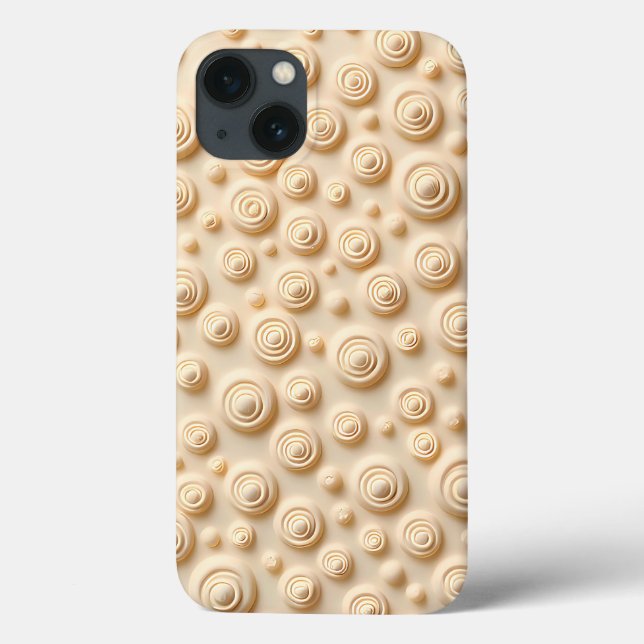 Beige Spiral Pattern iPhone Case Aesthetic Style (Rückseite)