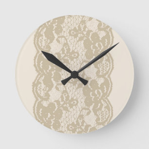 Beige Spitze Runde Wanduhr