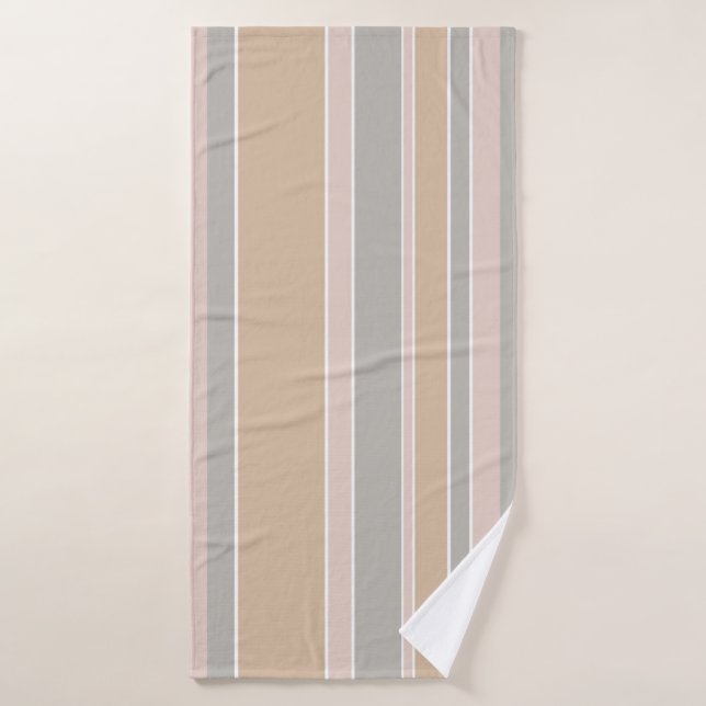 Beige Streifen Badehandtuch (Badehandtuch)