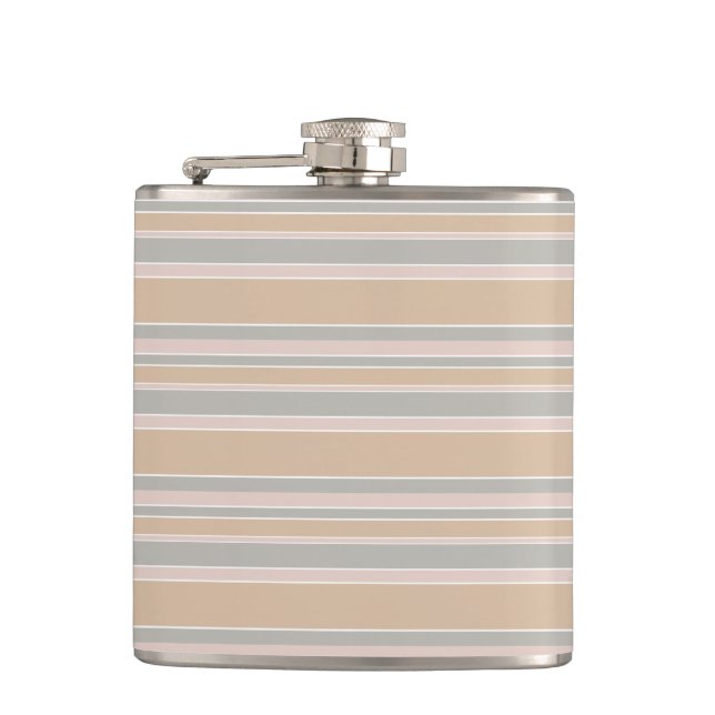 Beige Streifen Flachmann (Vorderseite)