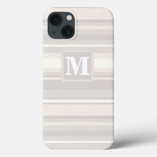 Beige Streifen in Monogramm Case-Mate iPhone-Gehäu iPhone Hülle (Rückseite)