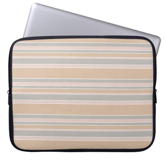Beige Streifen Laptopschutzhülle (Vorderseite)