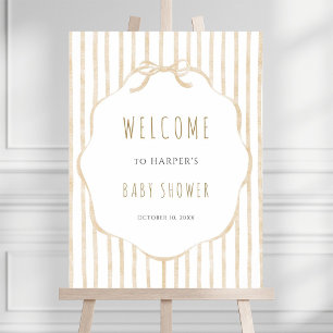 Beige Streifen mit Rahmen geschlechtsneutrale Baby Poster
